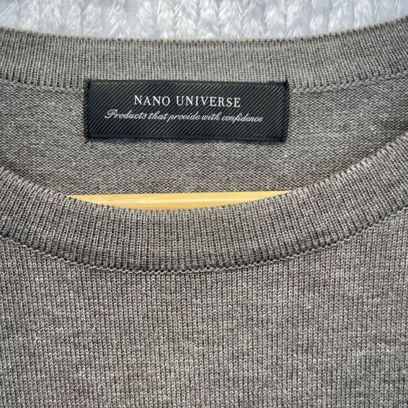 Nano Universe Gray Relaxed Crew Neck Long Sleeve Pullover T-Shirt Size XL - Picture 2 of 5